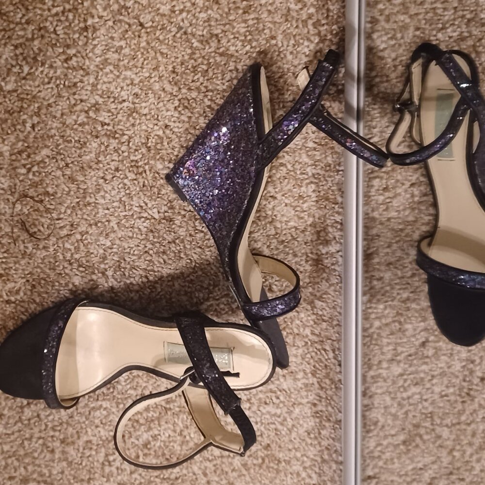 Black glittery wedges